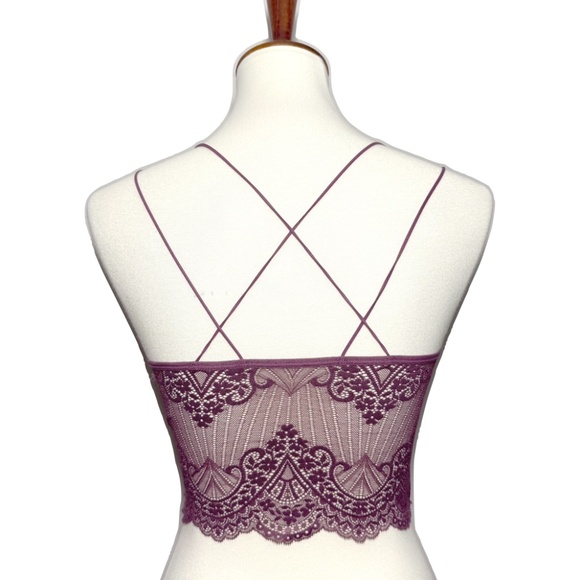 Gilly Hicks Seamless Lace Back Crop Top/Bralette in Mauve Size Large - Picture 1 of 10